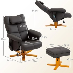HOMCOM Fotoliu de masaj cu suport pentru picioare, spătar reclinabil până la 135°, compartiment de depozitare, telecomandă | Aosom Romania