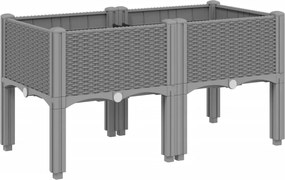 vidaXL Jardinieră de grădină cu picioare, gri deschis, 80x40x42 cm, PP