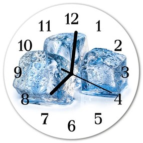 Ceas de perete din sticla rotund Ice Cream Blue Ice