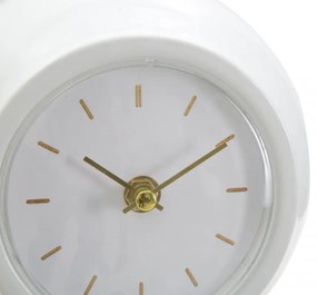 Ceas decorativ de masa alb din metal si plastic, 16x13x19 cm, Ball Mauro Ferretti