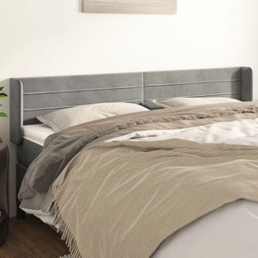 vidaXL Tăblie de pat cu aripioare gri deschis 203x16x78/88 cm catifea