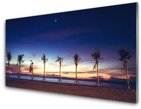 Tablou pe sticla Palm Trees Sea Beach Peisaj Maro Albastru