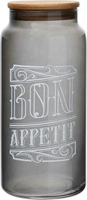 Borcan cu capac 503HRN1188, transparent/maro, sticla/lemn, 1400 ml