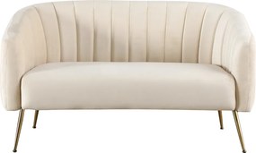Canapea de design cu 2 locuri, ţesătură Velvet bej/gold crom-auriu, BAGY