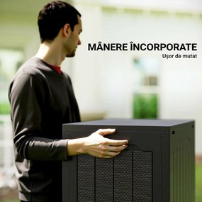 Outsunny Cufăr de Exterior de 93L cu Mânere Integrate și Cârlig pentru Lacăt, 56x41x50 cm, Negru | Aosom Romania