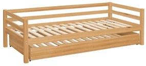 Pat pentru copii în culoare naturală cu extensie suplimentară din lemn de pin 90x200 cm Alpi – Støraa