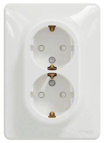 Priza dubla cu impamantare, 16A, IP20, Alb Schneider Sedna Design