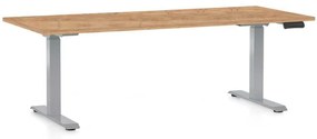 Masă înălțime reglabilă OfficeTech D, 180 x 80 cm, picioare gri, stejar kraft