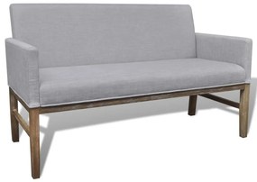 vidaXL Banchetă cu perne căptușite, textil, lemn de hevea, gri deschis