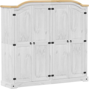 vidaXL Șifonier „Corona”, alb, 194x52x186 cm, lemn masiv de pin