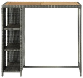 313479 vidaXL Masă de bar cu raft de depozitare, gri 120x60x110 cm, poliratan