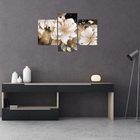 Tablou - Flori în aur (90x60 cm)