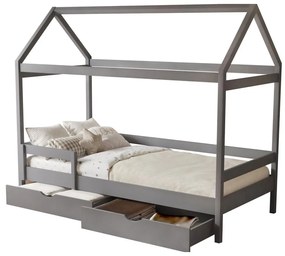 Pat etajat pentru copii 90 cm Nortena (gri) (cu somieră) (cu sp. depozitare). 1116425