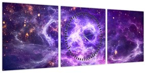 Tablou - Universul violet (cu ceas) (90x30 cm)