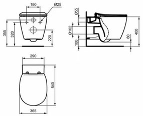 Set vas wc suspendat Ideal Standard Connect AquaBlade cu capac inchidere lenta si rezervor Ideal Standard Prosys