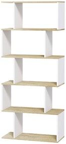 HOMCOM Bibliotecă stil scandinav mobilier de depozitare 5 rafturi anti-răsturnare Încărcare 25 kg aspect lemn & Alb | Aosom Romania