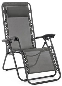 Set de 2 scaune tip sezlon pliabile si reglabile WAYNE gri carbune