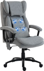 HOMCOM Scaun de birou ergonomic cu masaj cu 4 puncte de frământare, fotoliu cu spătar înalt tip fluture, șezut lat, gri | Aosom Romania