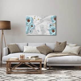 Tablou - 3D Flori albastre (90x60 cm)
