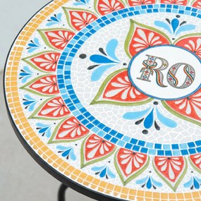 Outsunny Masa Rotunda Stil Bistro de 60 cm cu Mozaic pentru Gradina, Veranda, Exterior, Balcon, Gri | Aosom Romania