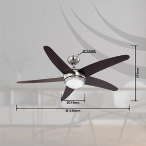 Candelabru Fabiola 0306, cu ventilator, 1xR7s, maro+nichel, IP20, Globo