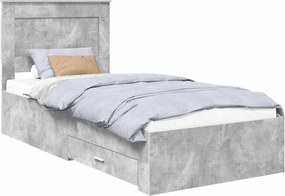 vidaXL Cadru de pat Gri beton și argintiu 75 x 190 cm Lemn compozit