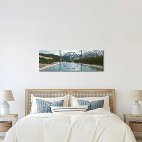 Tablou cu peisaj montan (cu ceas) (90x30 cm)