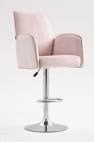 HR280W Scaun Roz din Catifea cu Bază Cromata