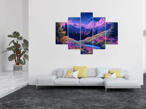 Tablou - Peisaj violet la lună plină (150x105 cm)