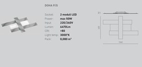 Plafoniera LED DOHA P otel, alb, negru sau gri dove