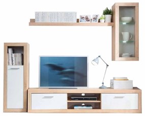 Zondo Mobilier living Mitch (alb + stejar sonoma) (fără iluminat). 1047949