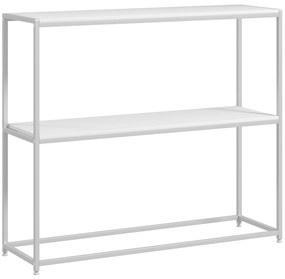 HOMCOM Masă Consolă de Intrare Subțire cu Partea Superioară Deschisă, Dulap Consolă din Oțel și PAL, 100x30x87 cm, Alb | Aosom Romania