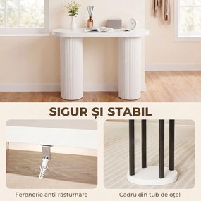 HOMCOM Consolă modernă îngustă cu spațiu ascuns, 103 cm, alb | Aosom Romania