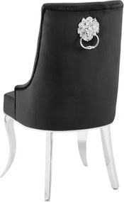 Set 2 scaune Modern Barock, argintiu/ catifea neagra