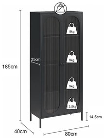 Vitrină crem din metal 80x186x40 cm Luna – Støraa