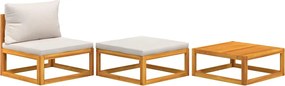 vidaXL Set mobilier de grădină cu perne, 3 piese, lemn masiv acacia