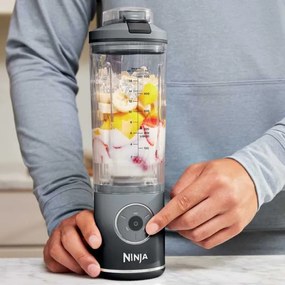 Blender portabil Ninja Blast Max BC251EUGY, 14.4W, 11.1V, 570 ml, 19000 rpm, Zdrobire gheata, Pana la 25 de cicluri, Fara BPA, Gri