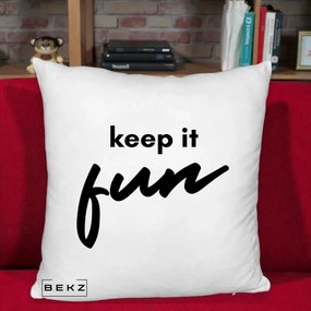 Perna Decorativa Keep It Fun, 40x40 cm, Alb Pufos, Husa Detasabila, Perna Inclusa, BEKZ®