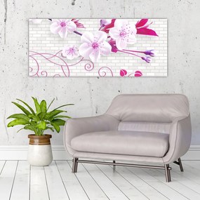 Tablou cu creangă înflorită (120x50 cm)