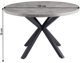 Masa de luat masa, gri carbon   negru, diametru 120 cm, MEDOR