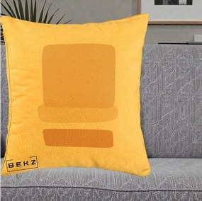 Perna Decorativa Abstract Forme Bej Poudre, 40x40 cm, Galben, Husa Detasabila, Perna Inclusa, BEKZ®
