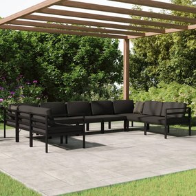 3107814 vidaXL Set mobilier de grădină cu perne, 9 piese, antracit, aluminiu