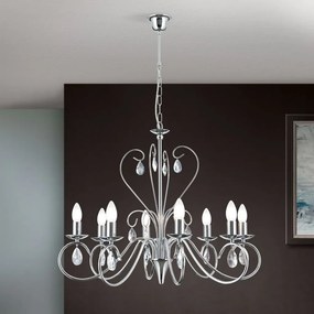 Candelabru 8 brate stil clasic cu cristale K9 Alessia crom