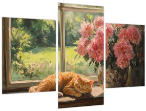 Tablou - Pisică la fereastră (90x60 cm)