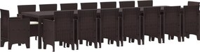 vidaXL Set de masă de grădină cu perne cu pernă 17 pcs Maro PP