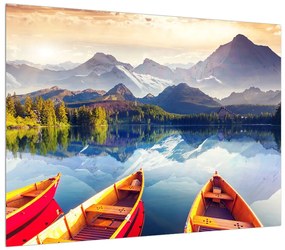 Tablou cu peisaj montan cu lac (70x50 cm), în 40 de alte dimensiuni noi