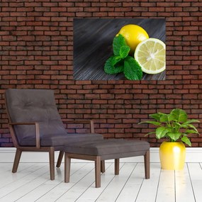 Tablou cu lămâie și mentă pe masă (90x60 cm)