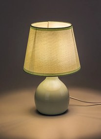 Lampa de masa ceramica si abajur verde Ingrid