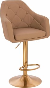 HR831W Scaun Caramel Piele Ecologica Premium Soft cu Bază Aurie