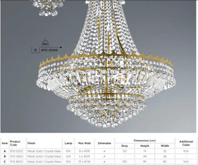 Lustra cristal casa scarii design LUX Versailles 9L 9112-52GO SRT